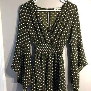 Dark Olive Polka Dot Romper